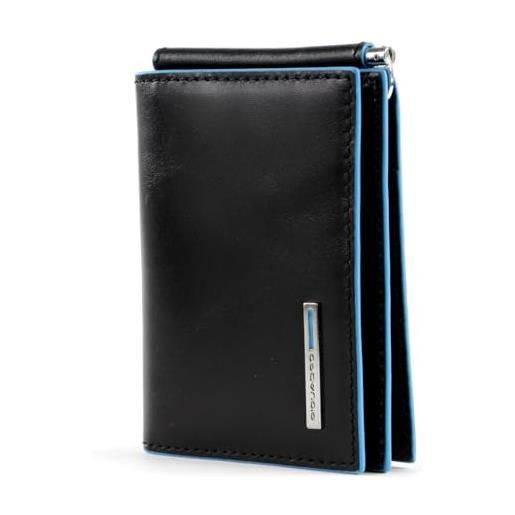 Piquadro portafoglio uomo collezione blue square portamonete, pelle, nero, 10 cm