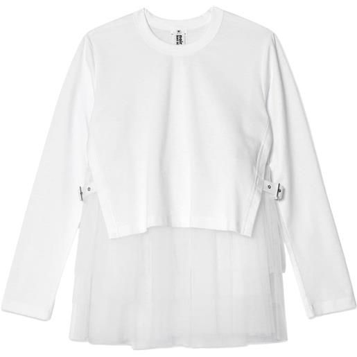Noir Kei Ninomiya t-shirt con strato in tulle - bianco