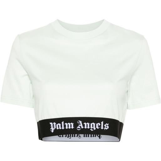 Palm Angels t-shirt crop con banda logo - verde