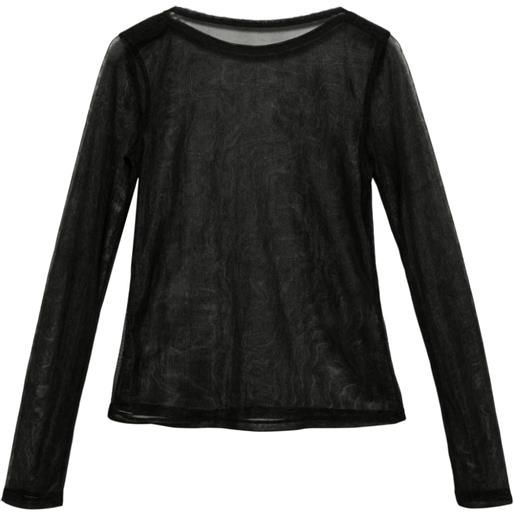 Juun.J t-shirt semi trasparente - nero