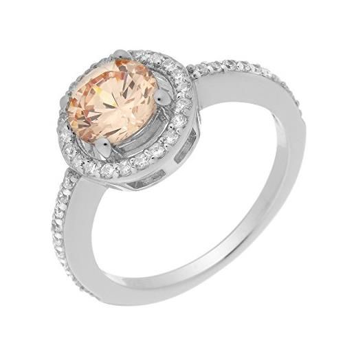 Orphelia zr 6047/1 - anello da donna, in argento 925 rodiato con zirconi marroni taglio brillante, misura 50, argento, 14, cod. Zr-6047/1/54
