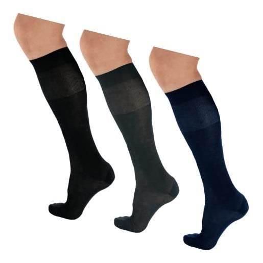 LANCETTI 12paia di calze classiche eleganti uomo lunga in filo di scozia - (39-41) nero