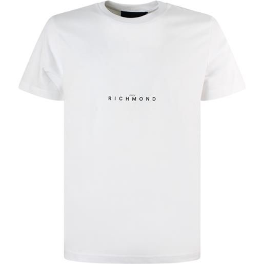 JOHN RICHMOND t-shirt bianca con mini logo centrale per uomo