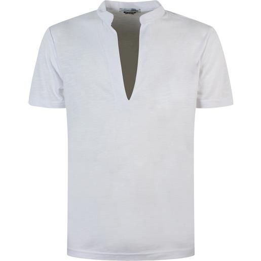 DANIELE ALESSANDRINI t-shirt bianca con scollo a v per uomo