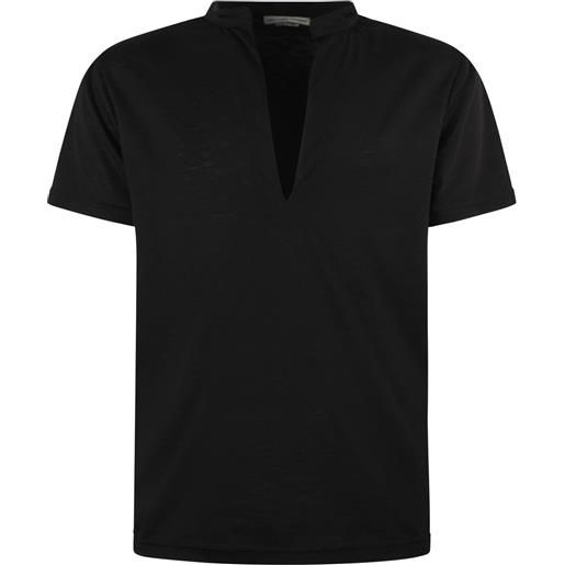 DANIELE ALESSANDRINI t-shirt nera con scollo a v per uomo