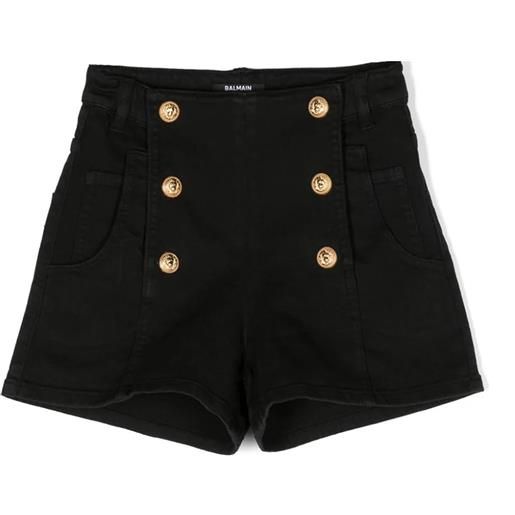 Balmain kids shorts in cotone nero