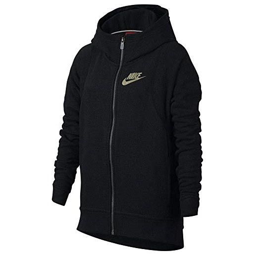 Nike g nsw mdrn hoodie fz hooded full zip ls top, bambina, black, s