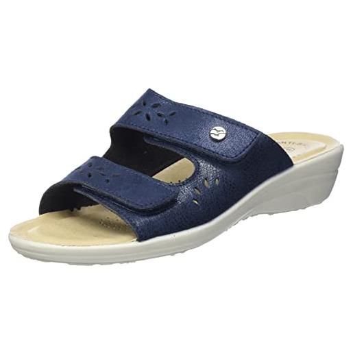 Fly Flot bellona, pantofole donna in microfibra elasticizzata, con strappo regolabile, sottopiede antishock, sandali, blu, 36 eu