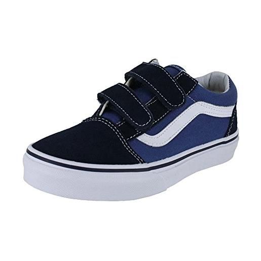 Vans old skool v, low-top sneaker unisex bambino, blu (navy/true white nwd), 30