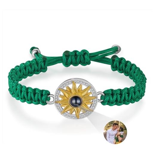 ALBERTBAND bracciale con foto personalizzata bracciale coppia lui e lei braccialetto con foto proiettata bracciale del migliore amico bff compleanno, regalo di natale (verde#1)