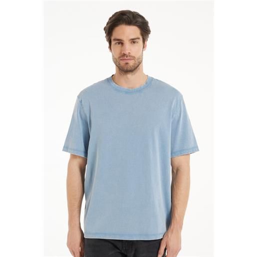 Tezenis t-shirt girocollo in cotone delavé uomo azzurro