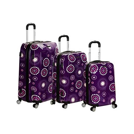 Rockland luggage vision polycarbonate 3 piece luggage set, purple pearl, one size