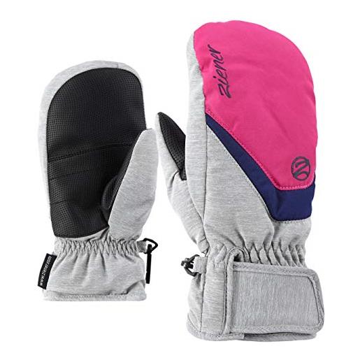 Ziener lorian mitten glove junior, guanti da sci/sport invernali, caldi, traspiranti. Bambini, melange. Pop rosa chiaro, 7