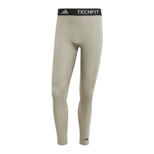 adidas uomo techfit compression training long tight, silver pebble, l
