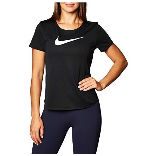 Nike cu3237-010 w nk swoosh run ss pantaloncini donna black/reflective silv/(white) taglia xl