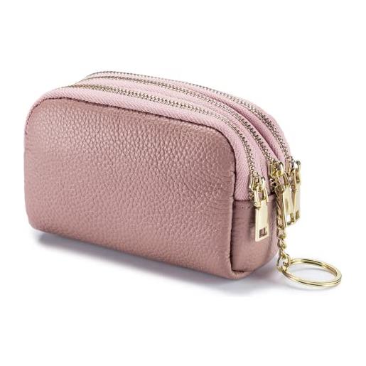 ZPLMIDE portafogli donna donna borse in vera pelle femminile, carino mini moneta borsa morbida pelle di vacchetta soldi borsa moneta titolari, rosa