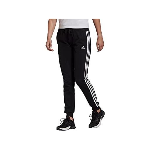 adidas essentials single jersey 3-stripes joggers pantaloni sportivi, black/white, l long donna