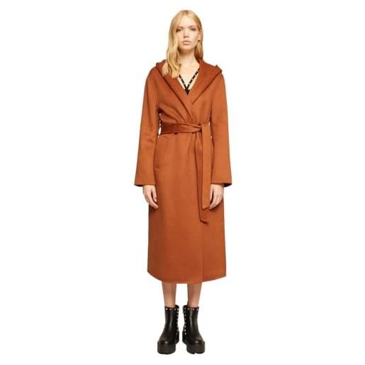 Motivi: cappotto con cappuccio in panno double marrone. L stagione autunno inverno 2023