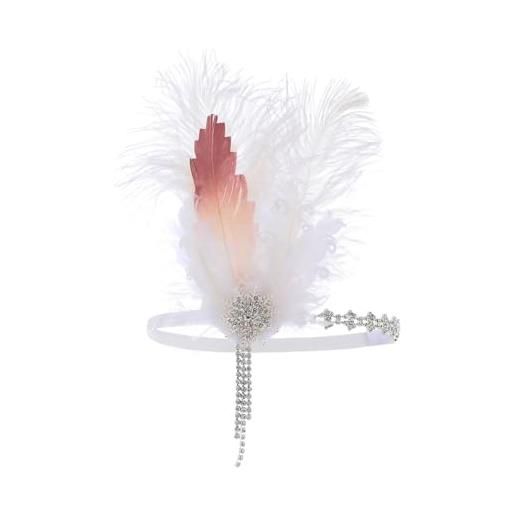 IYOU copricapo gatsby piuma anni '20 fasce per capelli flapper scintillante cristallo bianco accessori per capelli strass vintage prom festa matrimonio per donne
