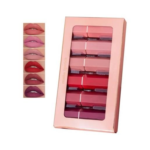 HADAVAKA 6 colori rossetti opachi set, impermeabile trucco labbra kit trucco set regalo, labbra bellezza duratura, velluto rossetto lucidalabbra professionale, regali per le donne