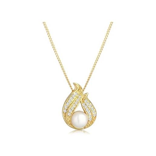 DIAMORE elli diamonds collana donna perla coltivata d'acqua dolce con diamante (0,13 ct. ) in oro giallo 585