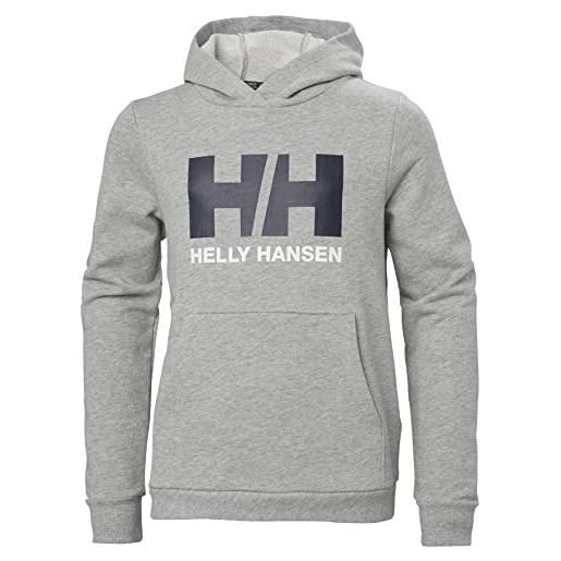 Helly Hansen junior unisex felpa con cappuccio hh logo 2.0, 16, grigio melange