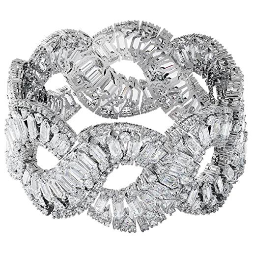 Swarovski bracciale hyperbola: bracelet l wave white/rhs m 5598351 marca, única, metallo non prezioso, nessuna pietra preziosa