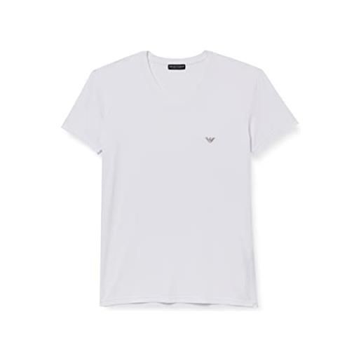 Emporio Armani v neck t-shirt soft modal, t-shirt uomo, bianco (white), s
