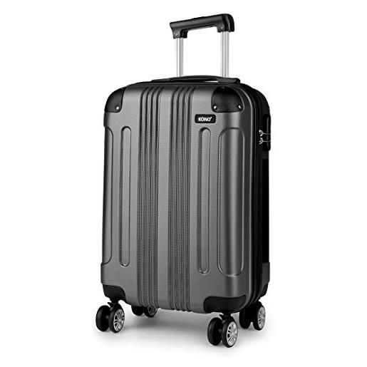 Kono grigio valigie leggero bauletti rigidi e durata abs valigia con 4 ruote multi-direzionali (grigio, s-33l)
