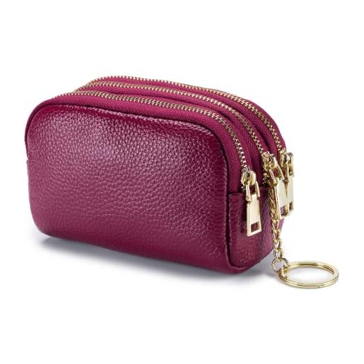 ZPLMIDE portafogli donna donna borse in vera pelle femminile, carino mini moneta borsa morbida pelle di vacchetta soldi borsa moneta titolari, viola rosato. 