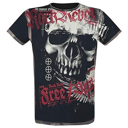 Rock Rebel by EMP uomo t-shirt nera con stampa di teschi m