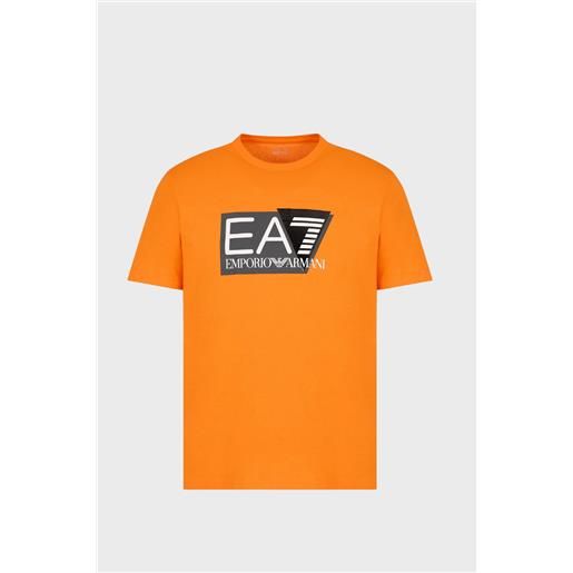 EA7 t-shirt arancione uomo EA7 visibility in jersey di cotone stretch 3dpt81