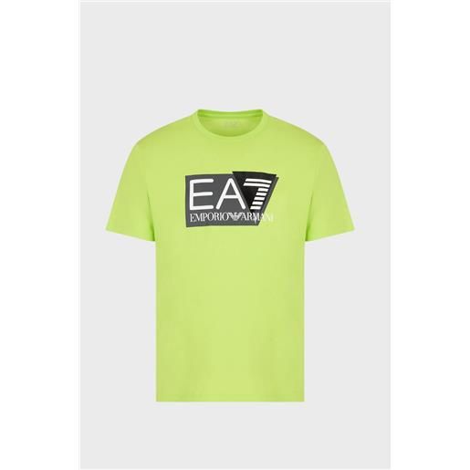 EA7 t-shirt verde acido uomo EA7 visibility in jersey di cotone stretch 3dpt81