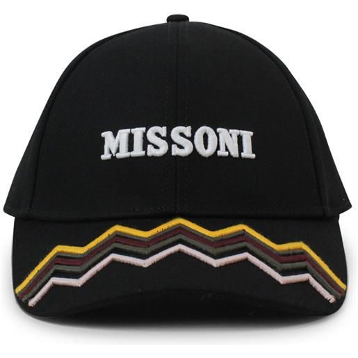 MISSONI berretto nero con logo ricamato per uomo