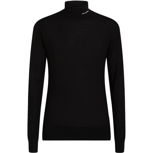 Karl Lagerfeld maglione a collo alto con ricamo - nero