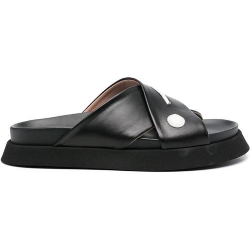 Moschino sandali slides con applicazione - nero