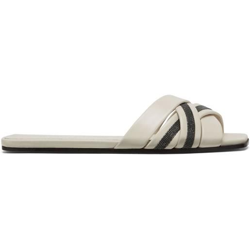 Brunello Cucinelli sandali con decorazione monili - bianco