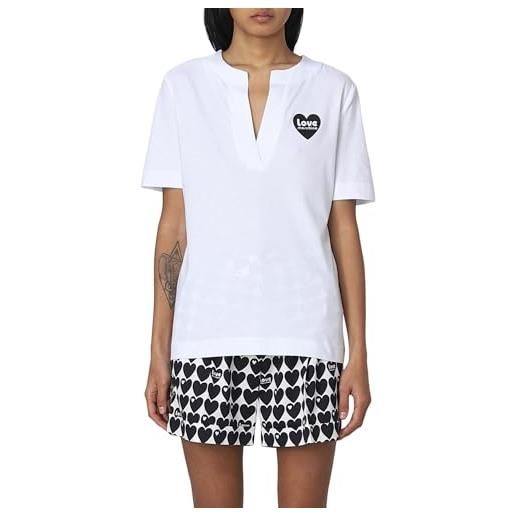Love Moschino slim fit short-sleeved v-neck t-shirt, bianco, 48 donna