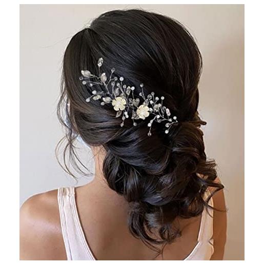 Unicra fiore sposa sposa capelli vite argento cristallo copricapo sposa strass fascia accessori per capelli per donne e ragazze