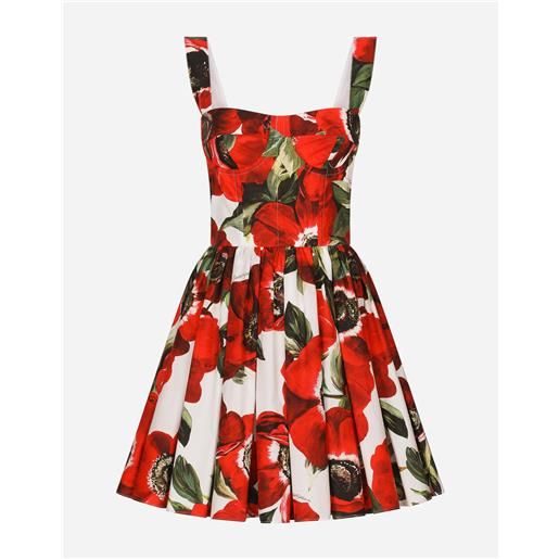 Dolce & Gabbana abito bustier in cotone stampa fiore anemone