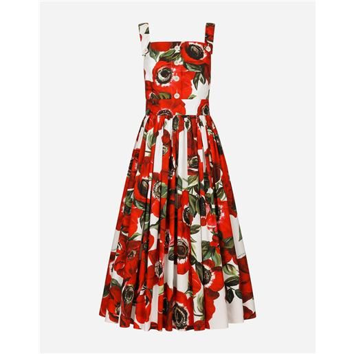 Dolce & Gabbana abito prendisole in cotone stampa fiore anemone