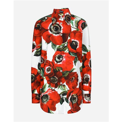 Dolce & Gabbana camicia in cotone stampa fiore anemone