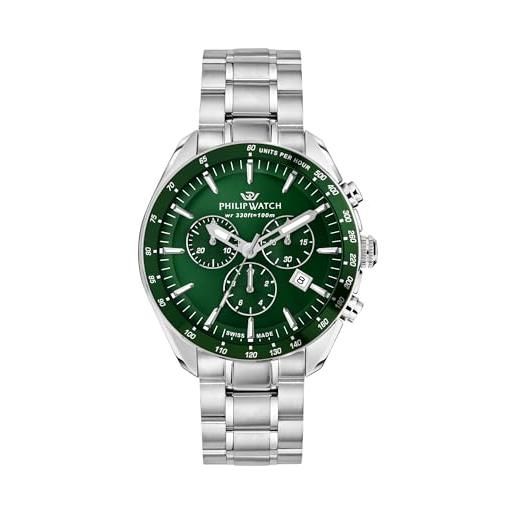 Philip Watch orologio uomo, cronografo, analogico, cinturino in acciaio, collezione blaze - r8273995019