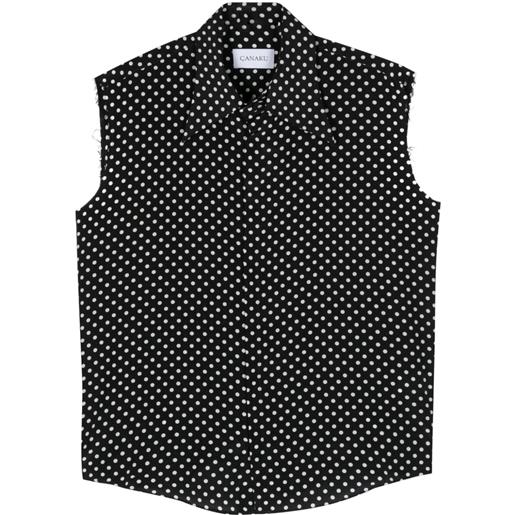 CANAKU camicia smanicata a pois - nero