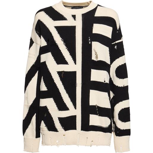 MARC JACOBS maglione oversize distressed monogram