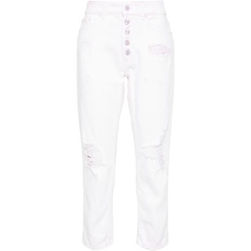 DONDUP jeans crop con effetto vissuto - rosa