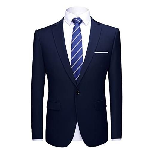 Allthemen blazer da uomo slim fit formale suit giacca one button monopetto giacca smart blazer blu navy 3xl