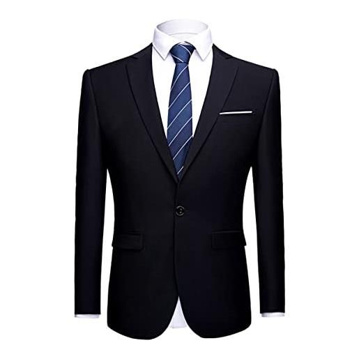 Allthemen blazer da uomo slim fit formale suit giacca one button monopetto giacca smart blazer blu navy 3xl