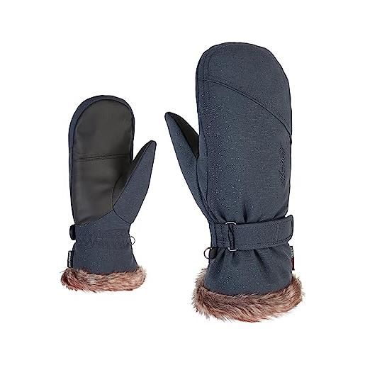 Ziener guanti da sci da donna kem mittten lady glove per sport invernali, caldi, traspiranti, neri (black-stru), 8