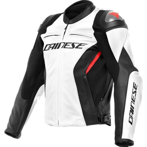 Dainese racing 4 leather jacket white black | dainese